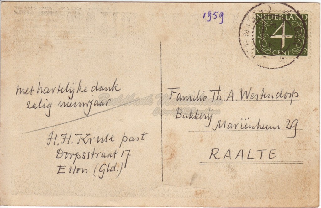 Westendorp kaartje kruse 1959 (az)
