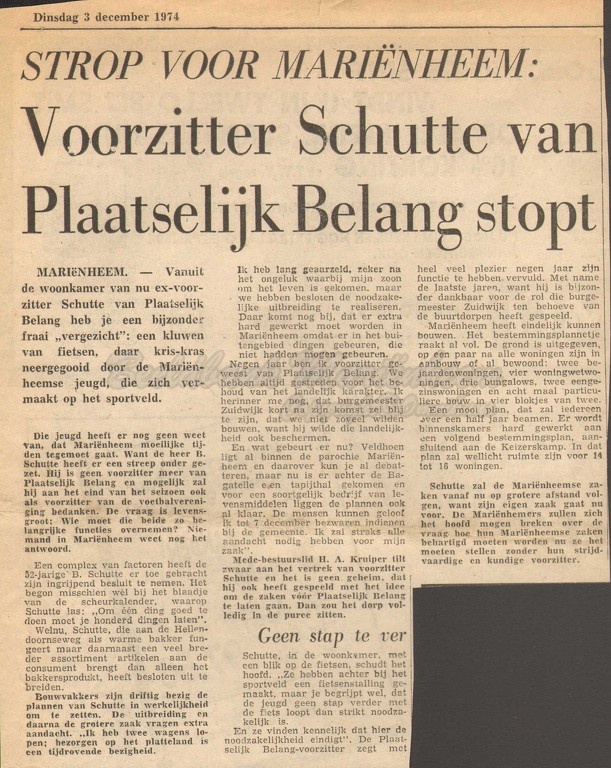 PB Schutte stopt 1974