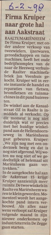 1998 krant Kruiper naar Raalte