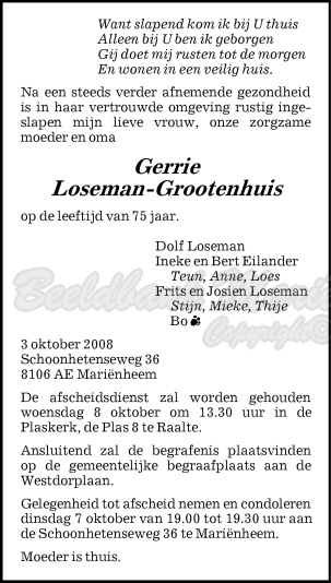 2008-10 overlijden Gerrie Loseman-Grootenhuis