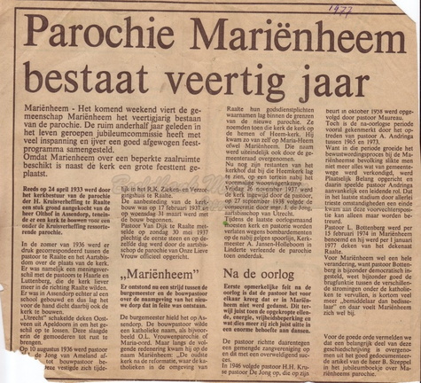 krantenknipsel 1977 parochie 40jaar 1977